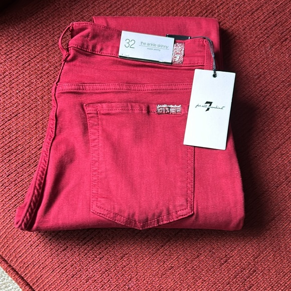 Final sale- 7 for all mankind jeans-nwt  maroon size 32 - Picture 6 of 6